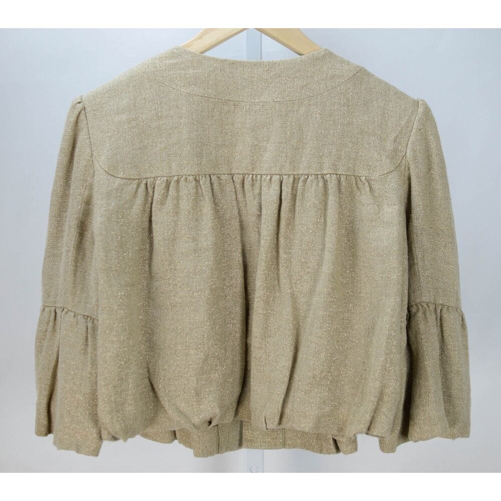 DVF Diane Von Furstenberg Cute Cropped Tan Gold Jacket sz 10 - Picture 5 of 6